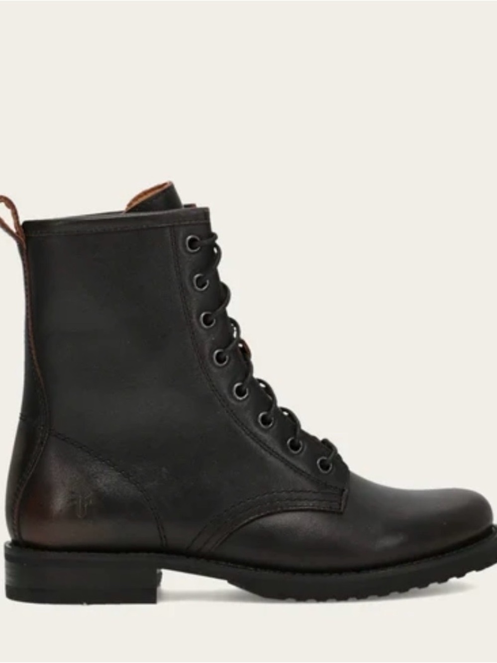 Frye Black Leather Lace-Up Women's Combat Boots